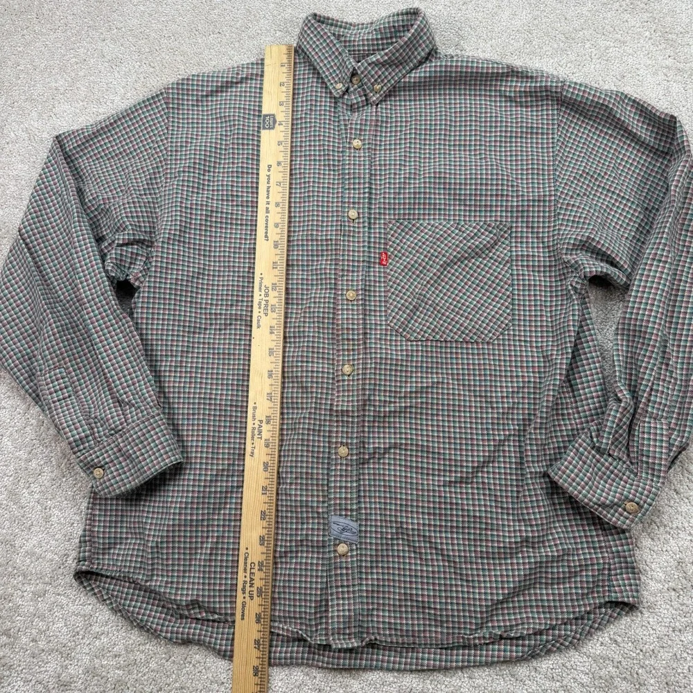Vintage Levi's Mens S Shirt Multi Color Plaid Long Sleeve Flannel Made in USA